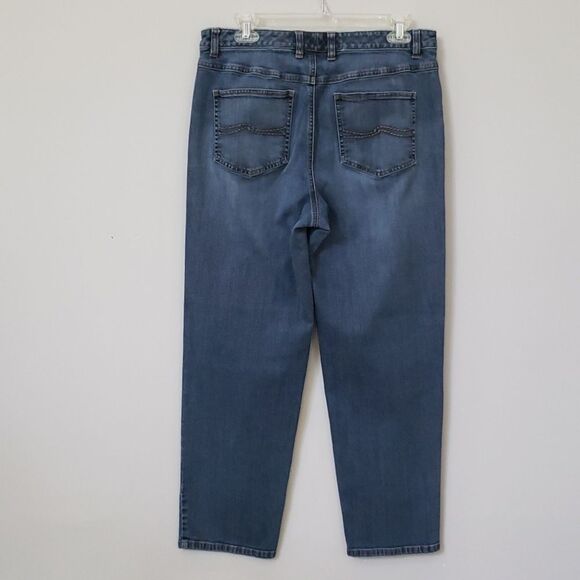Talbots Jeans Womens sz 12 Petite Stretch Denim Barrel Leg Crop Medium Wash - Picture 3 of 7